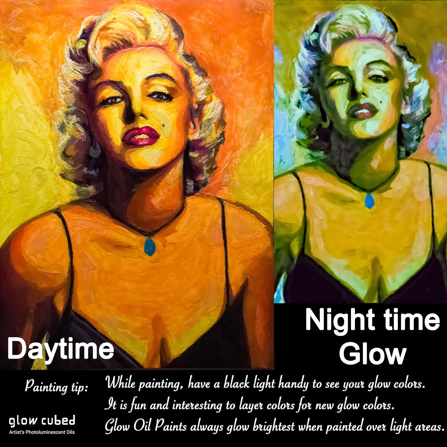 Glow In The Dark Artist Professional Oil Paint Luminescent Phosphorescent Self-Luminous Paint (White Blue, 37 Ml)