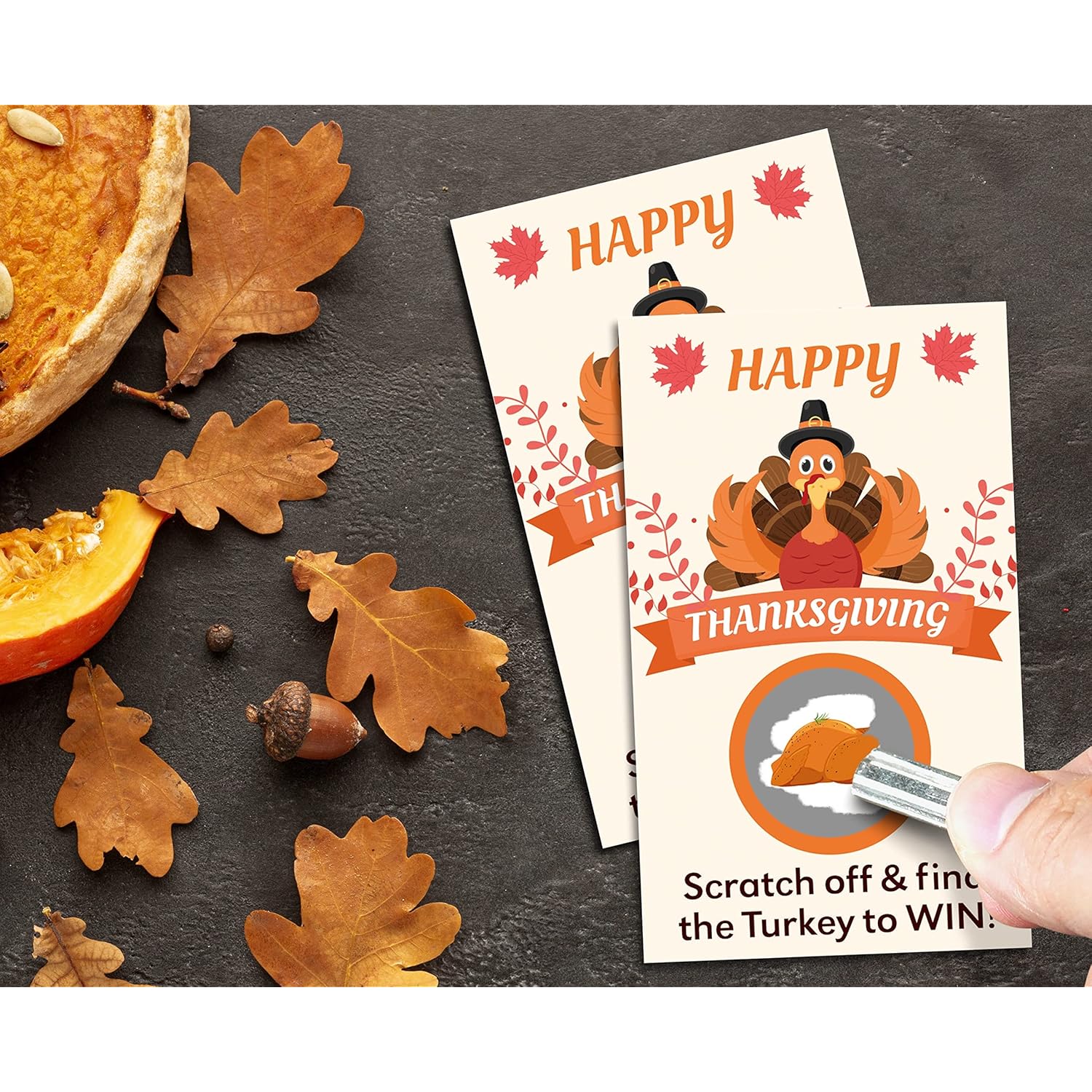 Happy Thanksgiving Scratch Off Game Cards - 50 Pack- Find The Turkey To Win -Thanksgiving Party Game For Adults Family Kids Fun Dinner Activities - A03