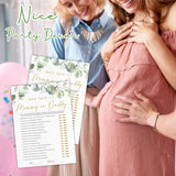 Guess Who Said It Mommy Or Daddy Baby Shower Game Cards - Golden Greenery - 30 Double-Sided Fill In Style Game Cards For Gender Reveal, Baby Announcement, Party Games & Activity - D04