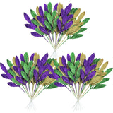 24 Pcs Mardi Gras Decor Leaf Picks 14" Tall Artificial Glitter Purple Green Gold Bay Picks And Sprays Carnival Centerpiece Tree Decorations For Mardi Gras Table Decor Vase Filler
