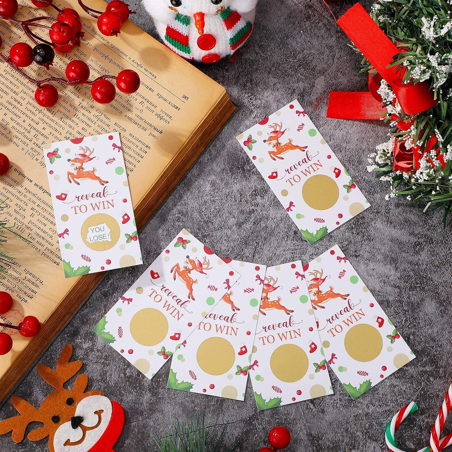 40 Pieces Christmas Scratch Off Cards Christmas Scratch Off To Win Stickers Party Game Holiday Tickets Xmas Reindeer Paper Cards Crafts For Adults Family Party Favors