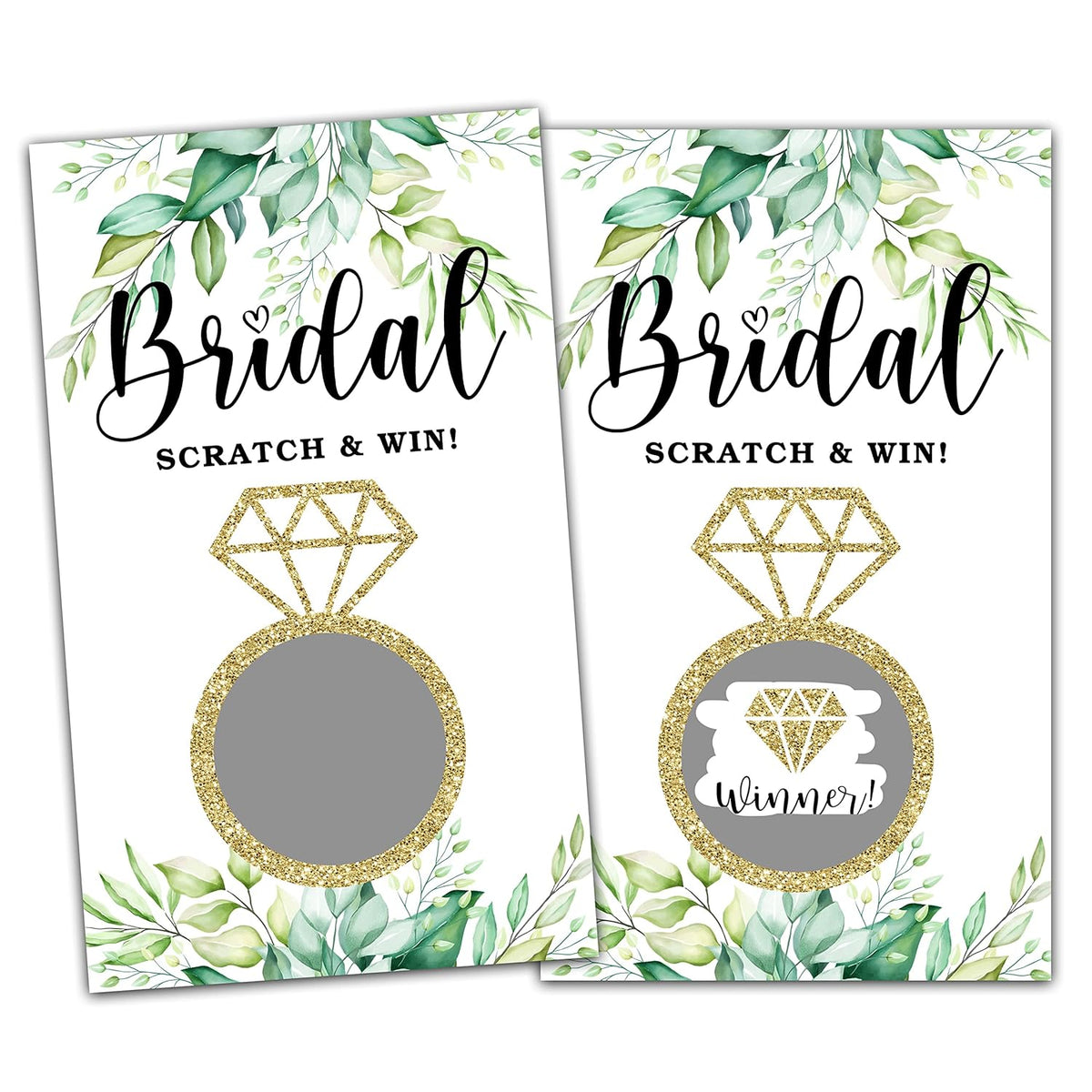 Bridal Shower Scratch Off Games, Bridal Shower Decorations, Greenery Bridal Raffle Lottery Tickets Cards For Bridal Shower Bachelorette Party Wedding Engagement Party, Set Of 50 Cards (A11)