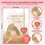 Gold Glitter Foil 5X7In Handmade Individual Mothers Day Card From Daughter With String And Die-Cut Heart Charm, Matching Envelope And Stickers For Mom, Textured With Printed Message Inside
