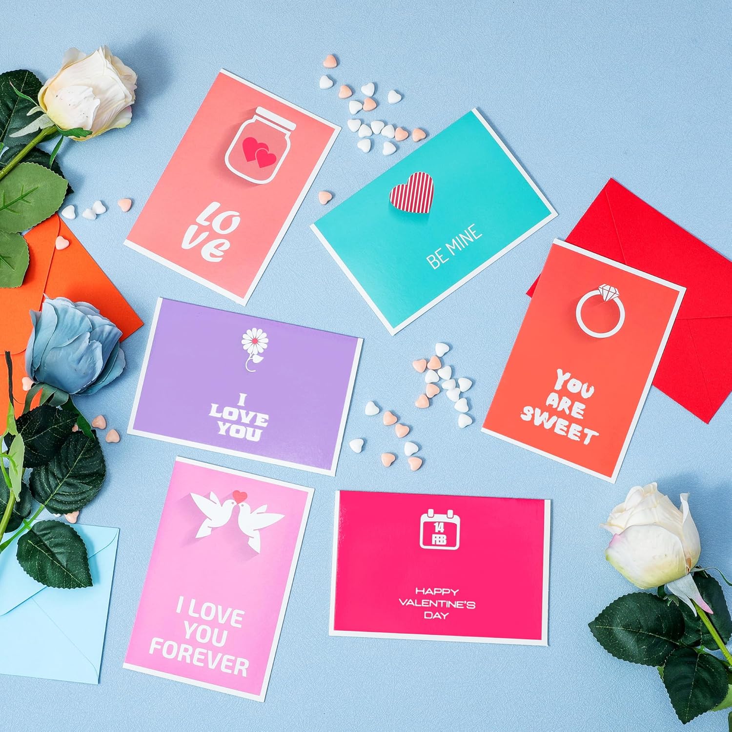 24 Pack Logo Valentines Day Cards For Grandma, Kids, Friends And Family - Love Cards For Her And Him - 7.87 X 5.91 Inches, Envelopes And Heart Stickers