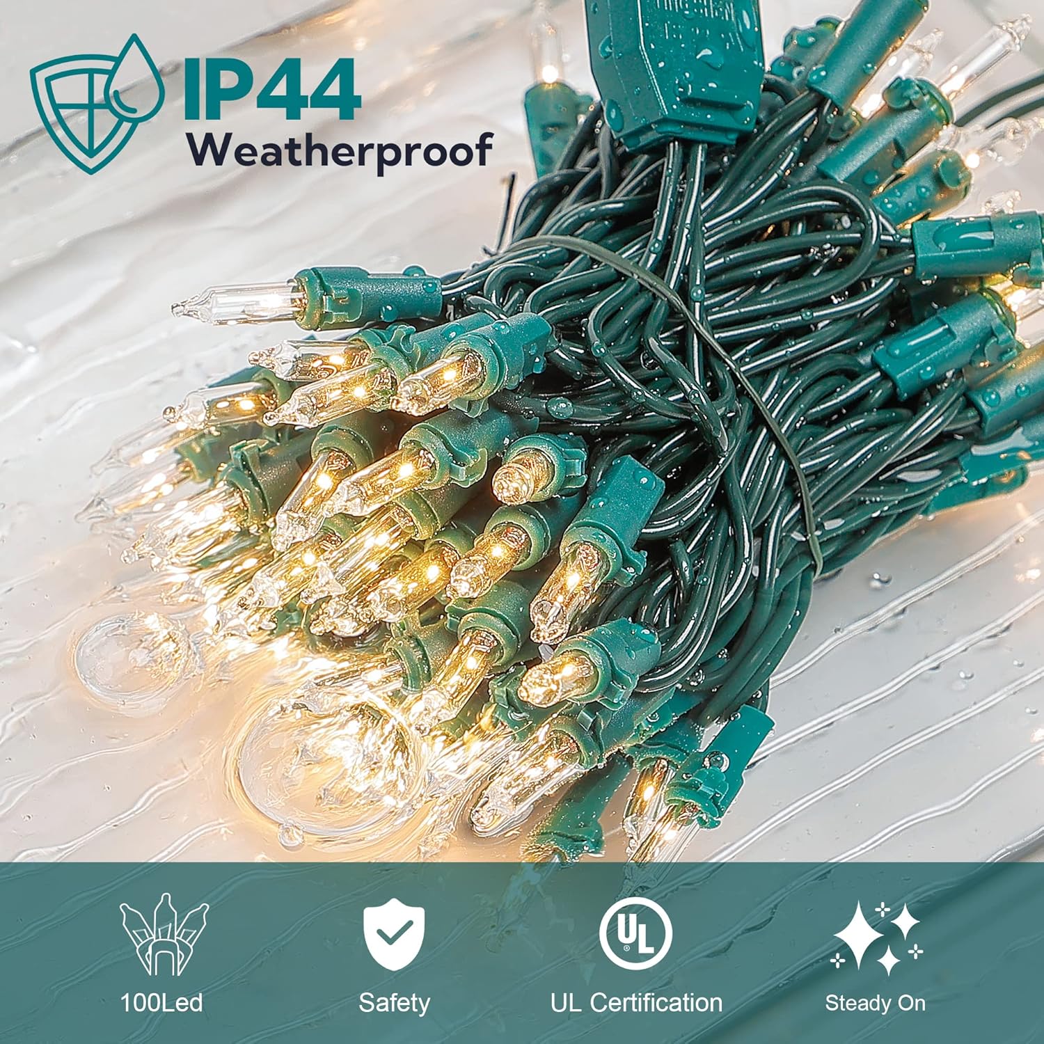 White Christmas Lights,100 Count Clear Mini Lights Incandescent Christmas Tree String Lights, Connectable For Christmas