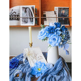 Artificial Flowers For Home Decorations: Blue Silk Fake Flowers Bulk Boxed Set, Peony Roses Bouquets With Stems For Table Centerpiece, Diy Wedding, Bridal Shower, Graduation Cap & Tea Party