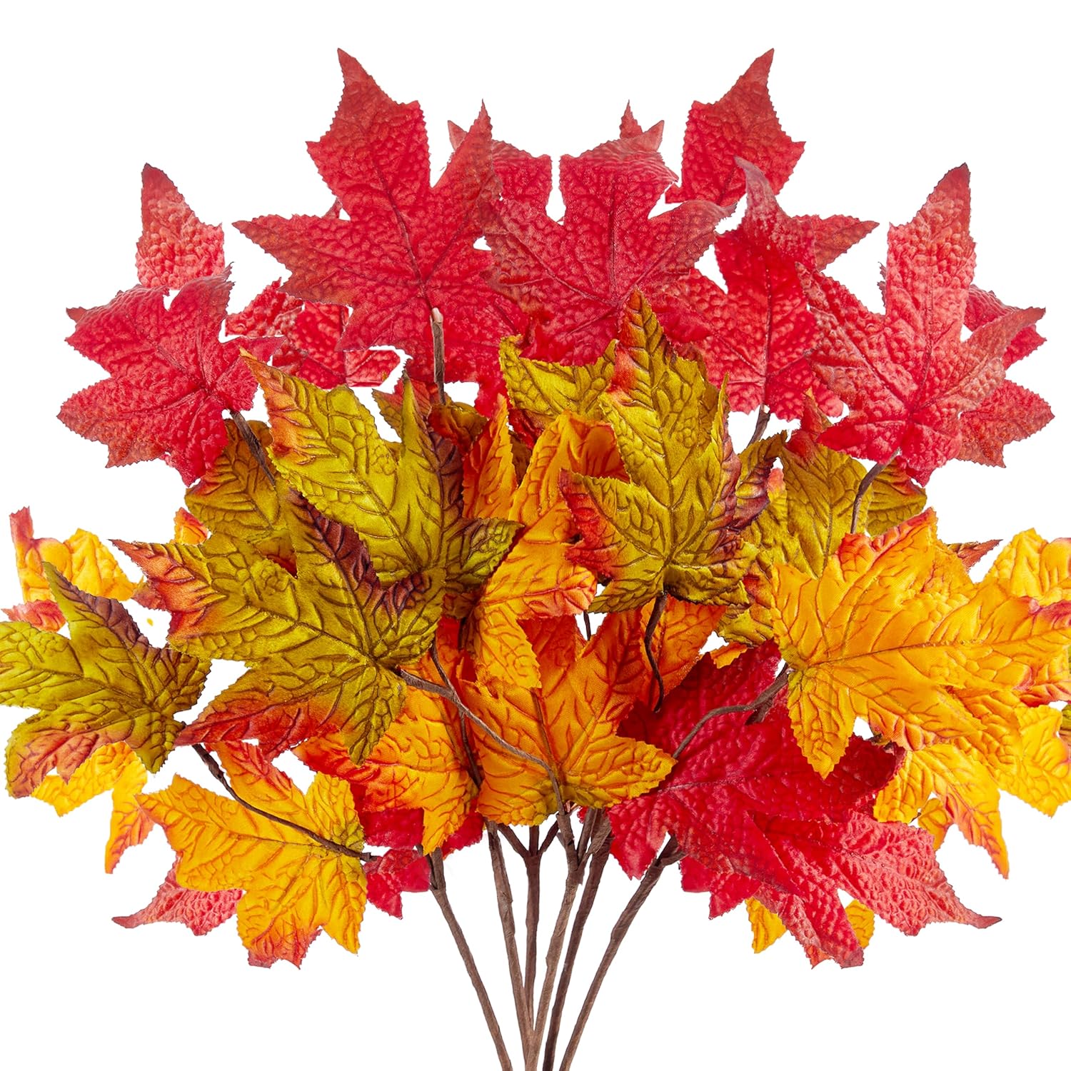 6 Pcs Fall Leaves Stems Artificial Flowers Fall Maple Leaf Foliage Stems Autumn Branches For Vase Party Centerpiece Thanksgiving Décor