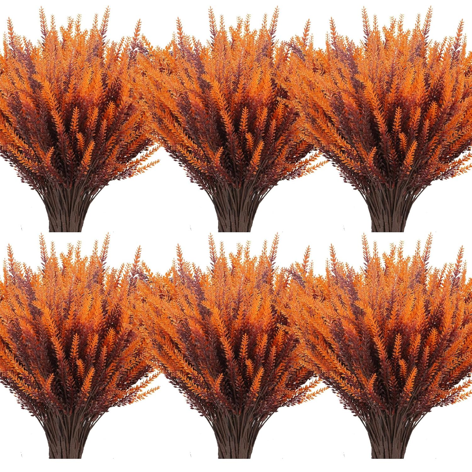 20 Bundles Artificial Fall Lavender Flowers Outdoor Uv Resistant Fake Flowers No Fade Faux Plastic Plants Garden Porch Window Box Decorating (Golden Yellow)