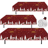 Christmas Plastic Tablecloth | 3 Pcs Pack (54” Inch Wide X 108” Inch Long) | Xmas Rectangular Table Cover | Snowman, Merry Christmas Table Decoration | Christmas Party Decorations Tablecover