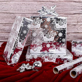 Reversible Sliver Christmas Wrapping Paper Roll - Red Black Xmas Sleigh & Stripe Design For Holiday Winter Parties (Sliver Sleigh, 17 Inches X 16.5 Feet)