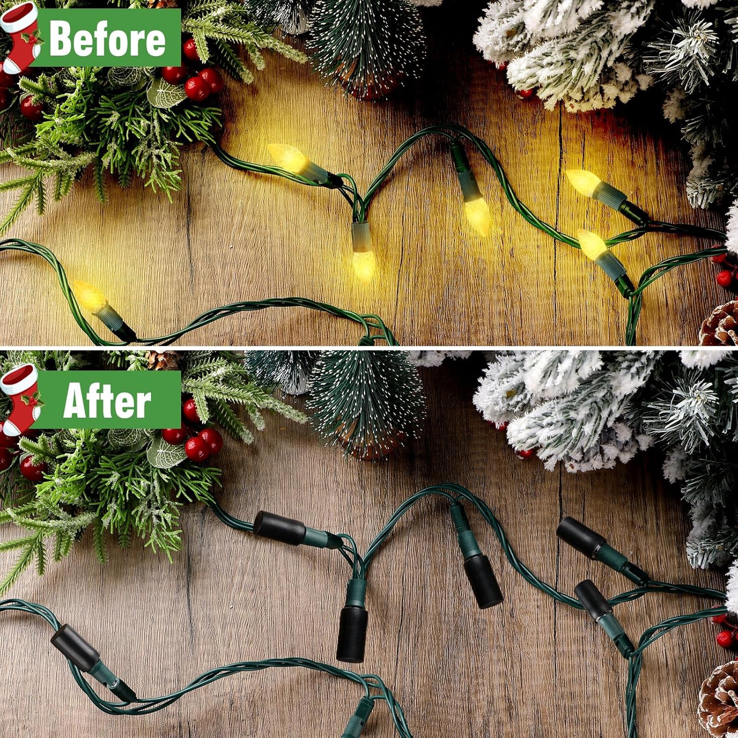 20 Pcs No Glow Christmas Bulbs Light Caps Compatible With C7 Led String Lights Rubber String Lights Caps Soft Christmas