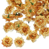 1.77 Inch Artificial Roses Head, 50 Pcs Fake Flowers Wedding Faux Flower Wall Diy Crafts Bridal Shower Bouquet Home Housewarming Decor Decoration, Gold