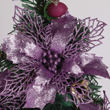 10 Packs Christmas Glitter Poinsettia Flowers Artificial Christmas Flowers Decorations Wedding Xmas Tree New Year Ornaments Xmas Garland Wreath Diy Decorations Supplies(Light Purple)