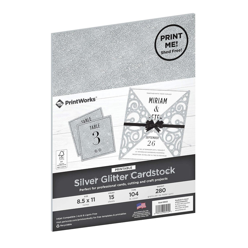 Printworks Printable Silver Glitter Cardstock, Perfect For Holiday School And