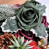 Red Green Christmas Artificial Flowers Box?Rose Poinsettias Holly Fake Silk Flower For Diy Table Centerpieces Christmas Tree Ornaments Xmas Wreath Holiday Home Party Decor