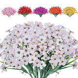Artificial Flowers For Outdoor-24Pcs Uv Resistant Fake Flowers No Fade Silk Flowers Faux Plastic Plants Flowers Artificial Hanging Planters For Garden Porch Window Box Decorating (White)