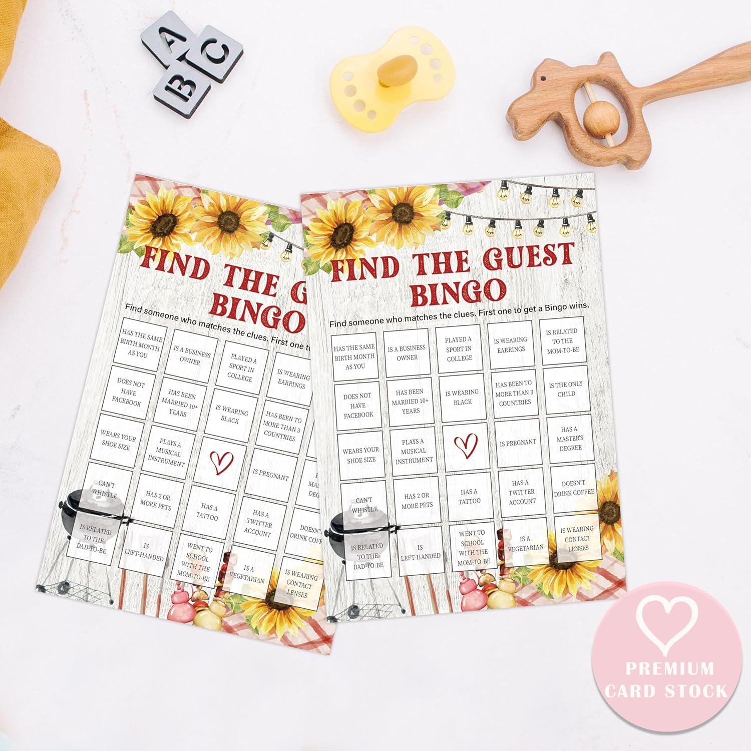 Bbq Find The Guest Bingo Game, Baby Shower Game, Pack Of 30 Game Cards, Gender Neutral Boy Or Girl, Fun Baby Game And Activity - Fa19