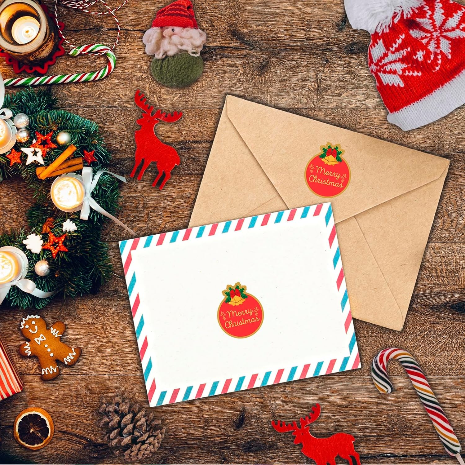 120 Merry Christmas Sticker, 2" Christmas Envelopes Seals, Gold Foil Stamping Label Xmas Gift Stickers, Christmas Decorative Sticker Good For Xmas Gifts Wrapping, Cards, Boxes, New Year Party Gifts