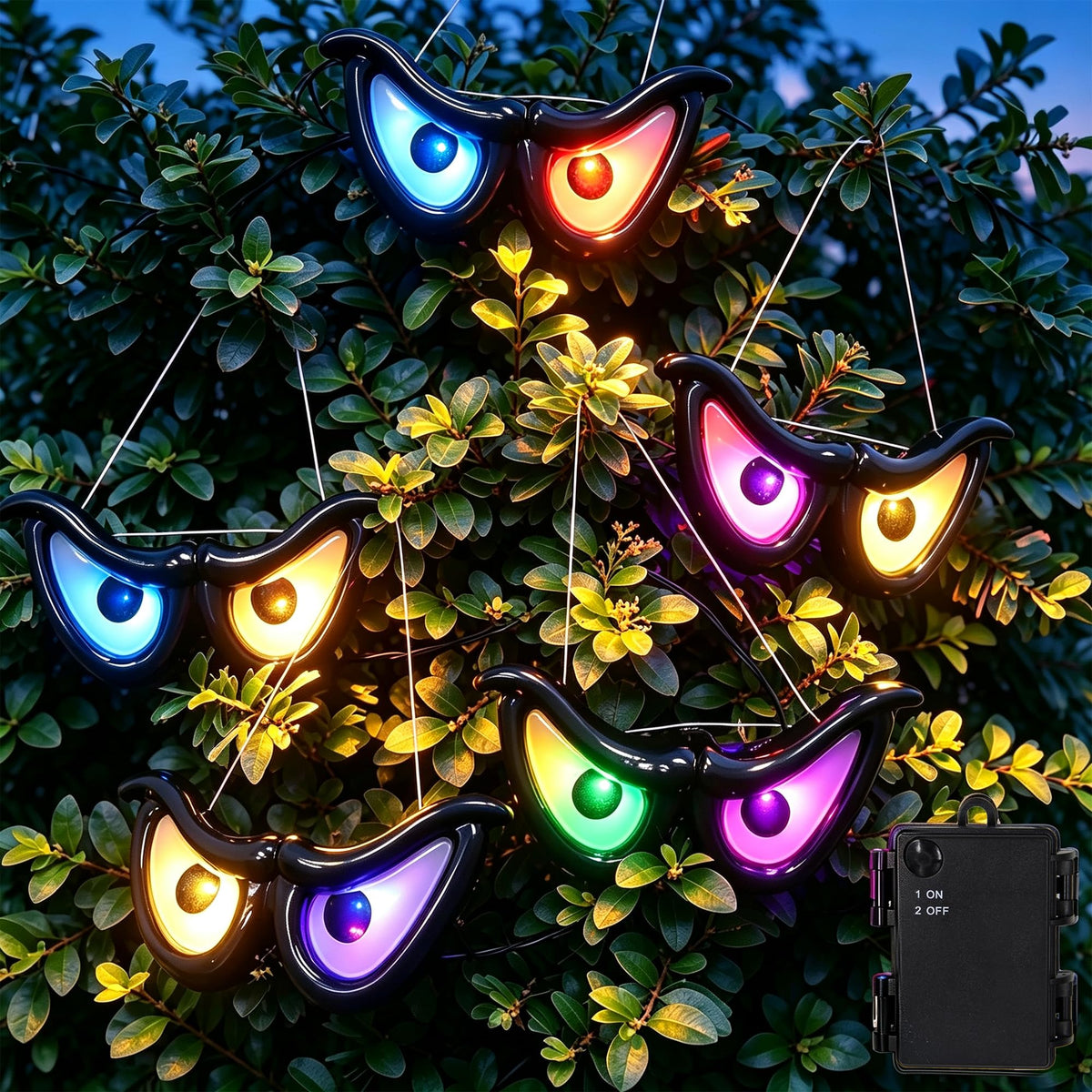 6.5ft Outdoor Halloween Decorations 5 Pairs Glowing Eyes