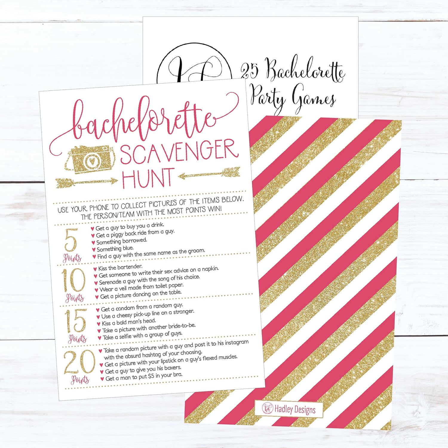25 Bachelorette Scavenger Hunt Party Games, Girls Night Out Weekend Funny Naughty Cards, Drinking And Dares, Fun Novelty Decoration And Supplies Idea For Adult Woman Ladies Parties