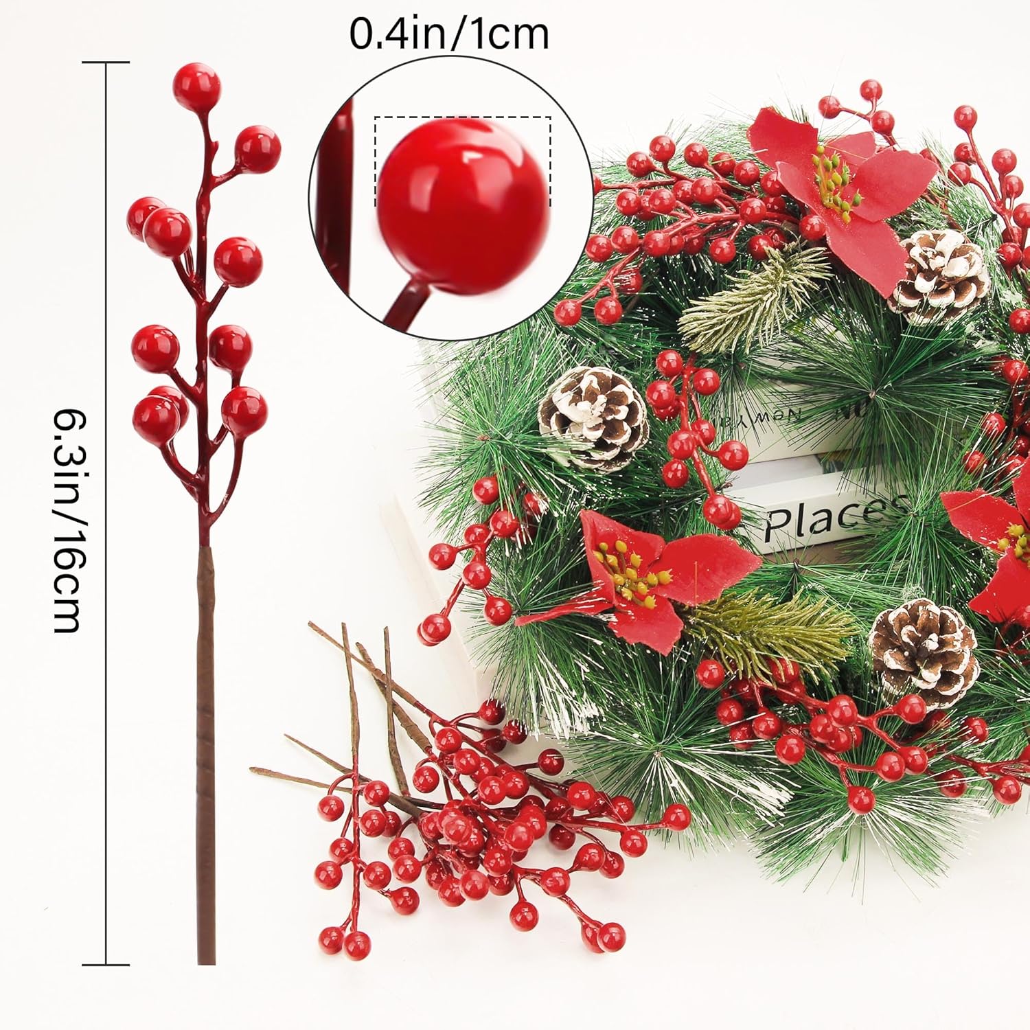 Nbgv 50Pack Christmas Tree Decorations Artificial Berry Stems Red Berry Picks For Xmas Winter Party Holiday Flower Arrangements Home Centerpieces And Diy Ornaments