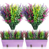 12 Bundles Outdoor Artificial Flowers Lavender Flowers Uv Resistant Plants Fake Bushes Faux Greenery Plants For Table Centerpiece Home Planter Garden Patio Front Porch Yard Decor(Mixed)