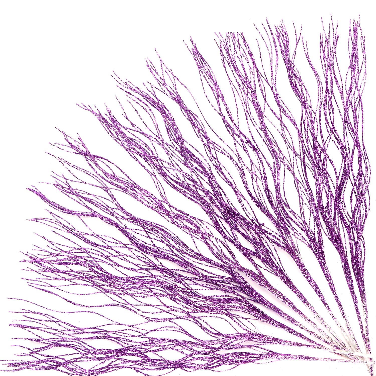 10 Pcs Glitter Christmas Picks Sprays Sparkle Curly Ting Branches Decorative Sticks Stems Artificial Curly Wispy Willow Twigs For Christmas Tree Vase Fillers Crafts Garland Home Decor (Purple, 10)