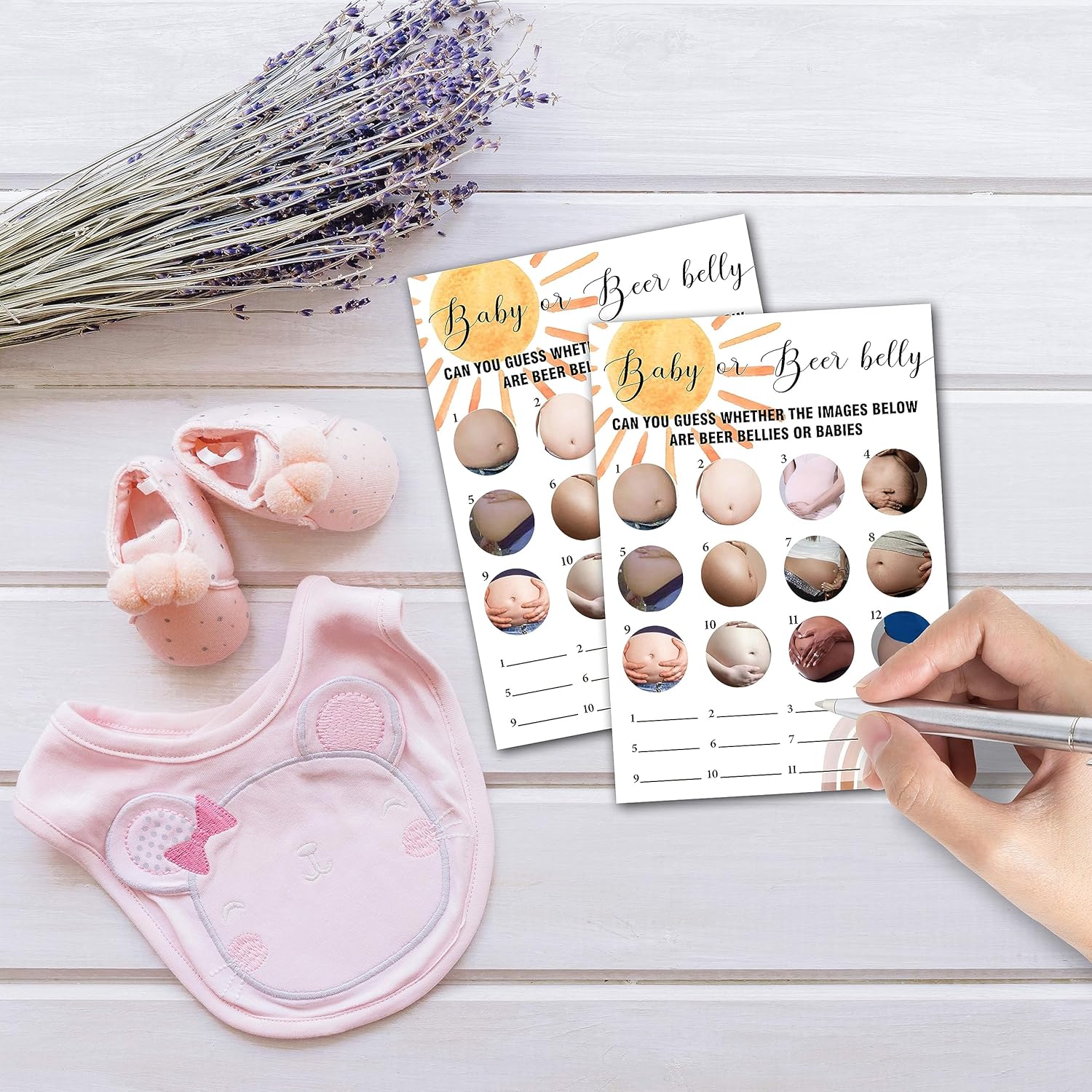 Boho Rainbow Baby Or Belly Baby Shower Games, 25 Sunshine Gender Neutral Cards With 1 Answer Card, Gender Reveal Party Game Set For Women, Men-A19