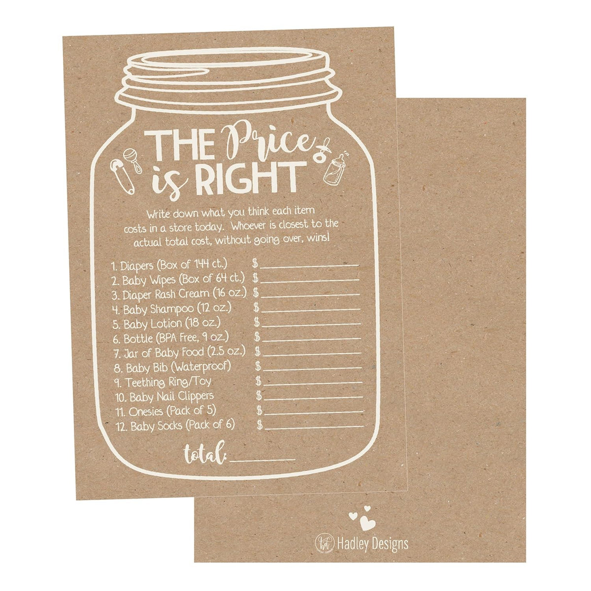 Baby Shower Games For 25 Guests - Kraft The Price Is Right Baby Shower Game, Babyshower Games Boy Girl Gender Neutral, Guess The Price Gender Reveal Game, Made In Usa
