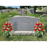 Artificial Cemetery Flowers – Grave Decorations, Cemetery Flowers For Grave Vase, Artificial Rose, Silk Flowers For Long-Lasting Remembrance(Red, 2 Bouquets)