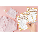 Baby Shower Game Set - Who Knows Mommy Best Game Card For Gender Reveal Party - Bumble Bee Baby Shower Games & Activities - Honey Honeycomb Party Decor For Friends - 30 Game Cards(F20)