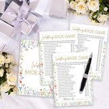 Wildflowers Games Cards, Wedding Shower Games Set, Wedding Shoe Bridal Shower Game, Spring Flower Themed Bachelorette Party Game, Engagement Party Decorations Supplies, Set Of 25 Cards-03