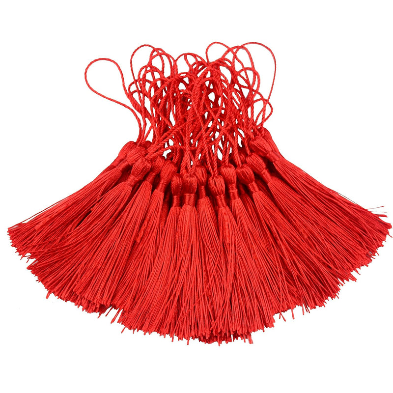 100Pcs Tassels 5 Inch Silky Floss Bookmark Tassels With Cord Loop Small Tassel