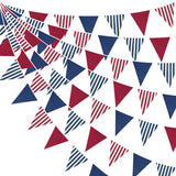 36Ft Red Blue Striped Party Decorations Red Blue White Patriotic Burlap Banner Triangle Pennant Flag Linen Garland Streamers for Nautical Birthday Graduation 4th of July National Party Decorations