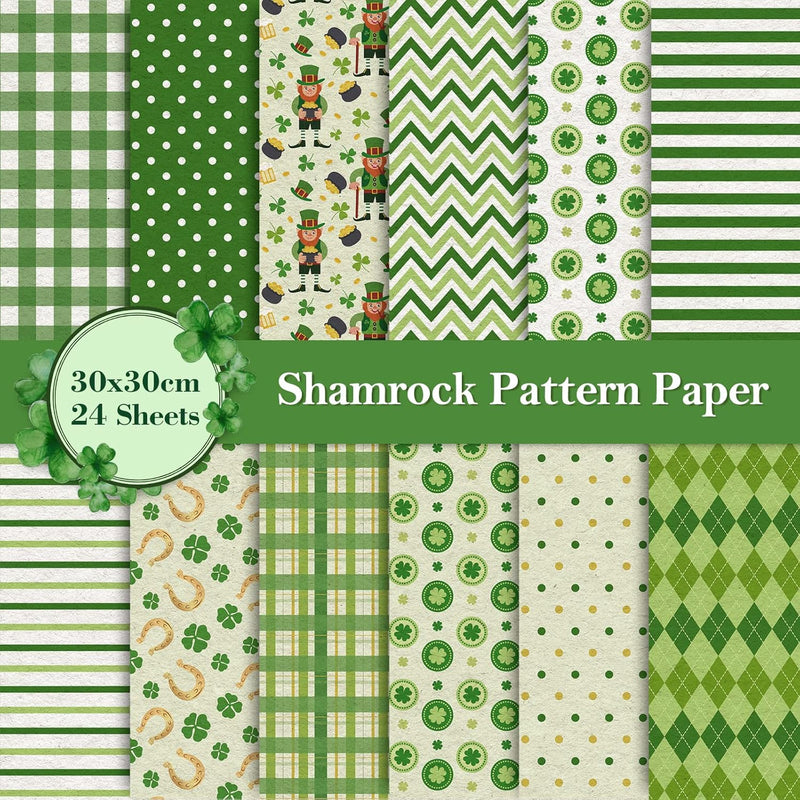 12 Designs St. Patrick'S Day Pattern Paper Pack 24 Sheet Green Lucky C