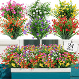 24 Bundles Artificial Flowers Outdoor,No Fade Fake Plastic Flowers Faux Plants For Decoration Hanging Planters Indoor Outside Garden Porch Window Box Home Farmhouse Wedding
