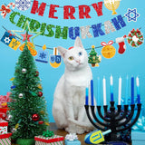 Chrismukkah Decorations Pre-Strung Merry Chrismukkah Banner Hanukkah Decorations Glitter Mixed Hanukkah Christmas Garland For Xmas Party Decorations