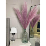 Lilac Purple Fake Artificial Faux Pampas Grass Large Bundle 3 Tall 115Cm 45" Extra Fluffy Stems 18 Decorative Branches Artificial Floor Plant Vase Fillers Boho Chic White Home Living Room Decor