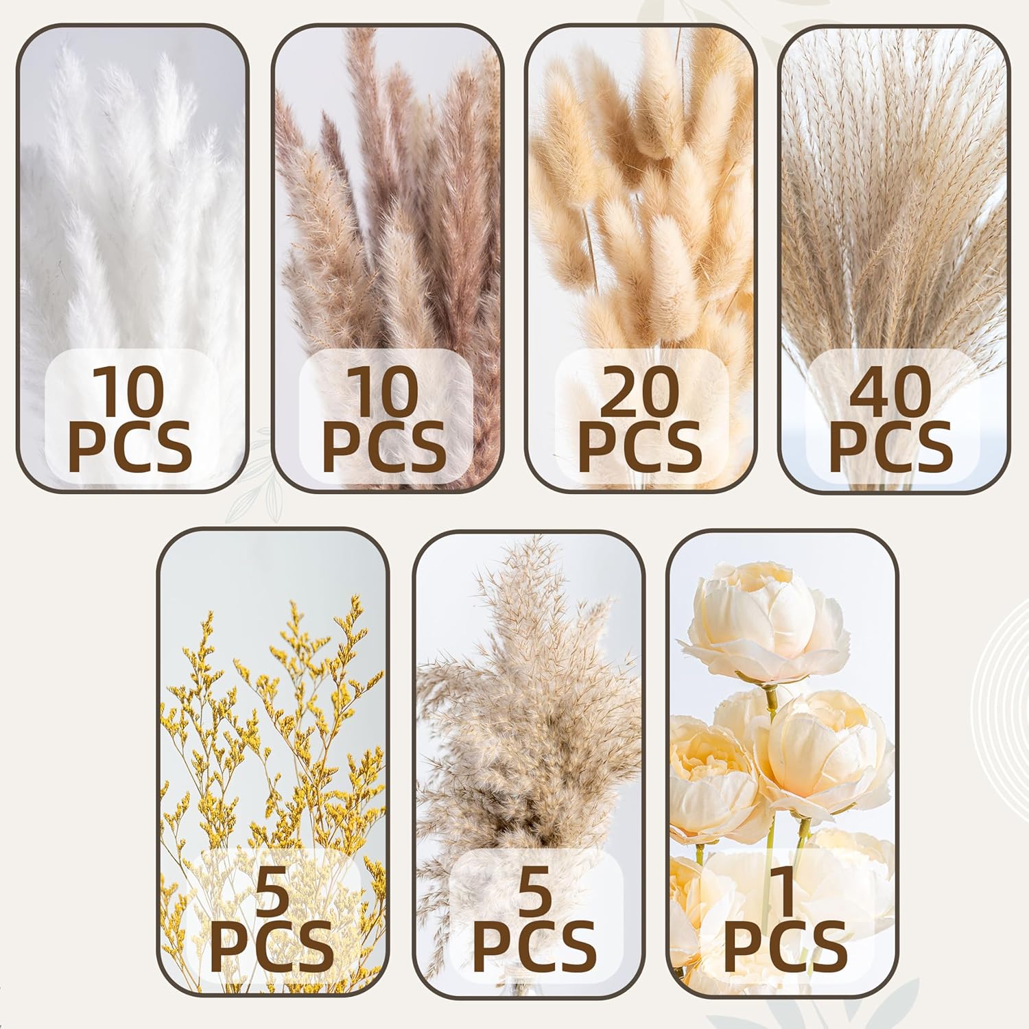 Boho Decor Bouquet - Artificial Flowers And Pampas Grass Decor Kit,Mix Dried Flower Arrangement Bunny Tail Home Table Rustic Farmhouse Bedroom Decor