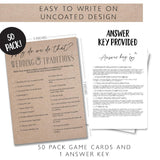 Bridal Shower Games, Fun Activities, Kraft Minimalist Style (Wedding Traditions Game)
