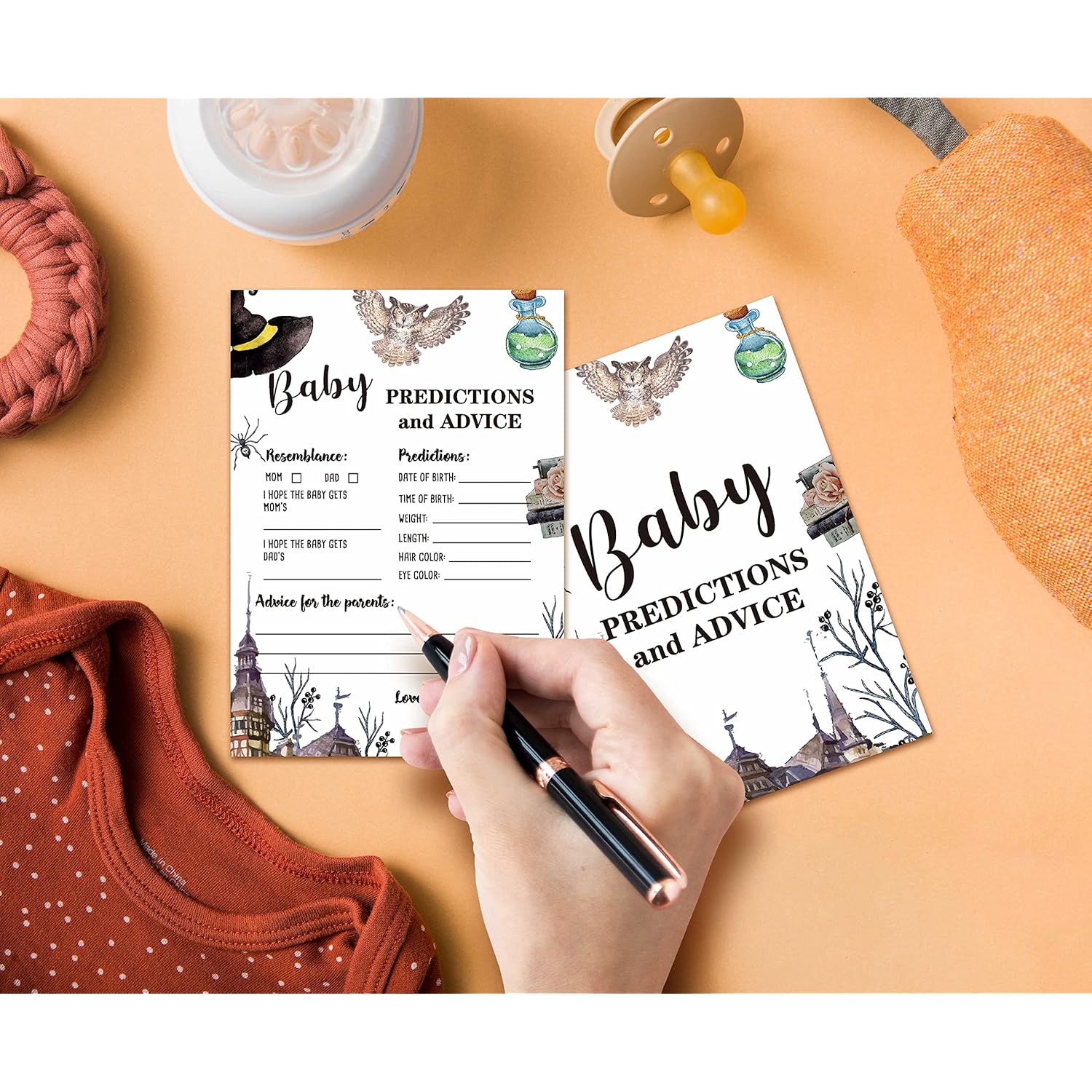 Magic School Baby Shower Party Game Baby Predictions And Advice Cards(30-Pack), Baby Gender Reveal Party Game Decoration Supplies(5"X7") - Game-E01