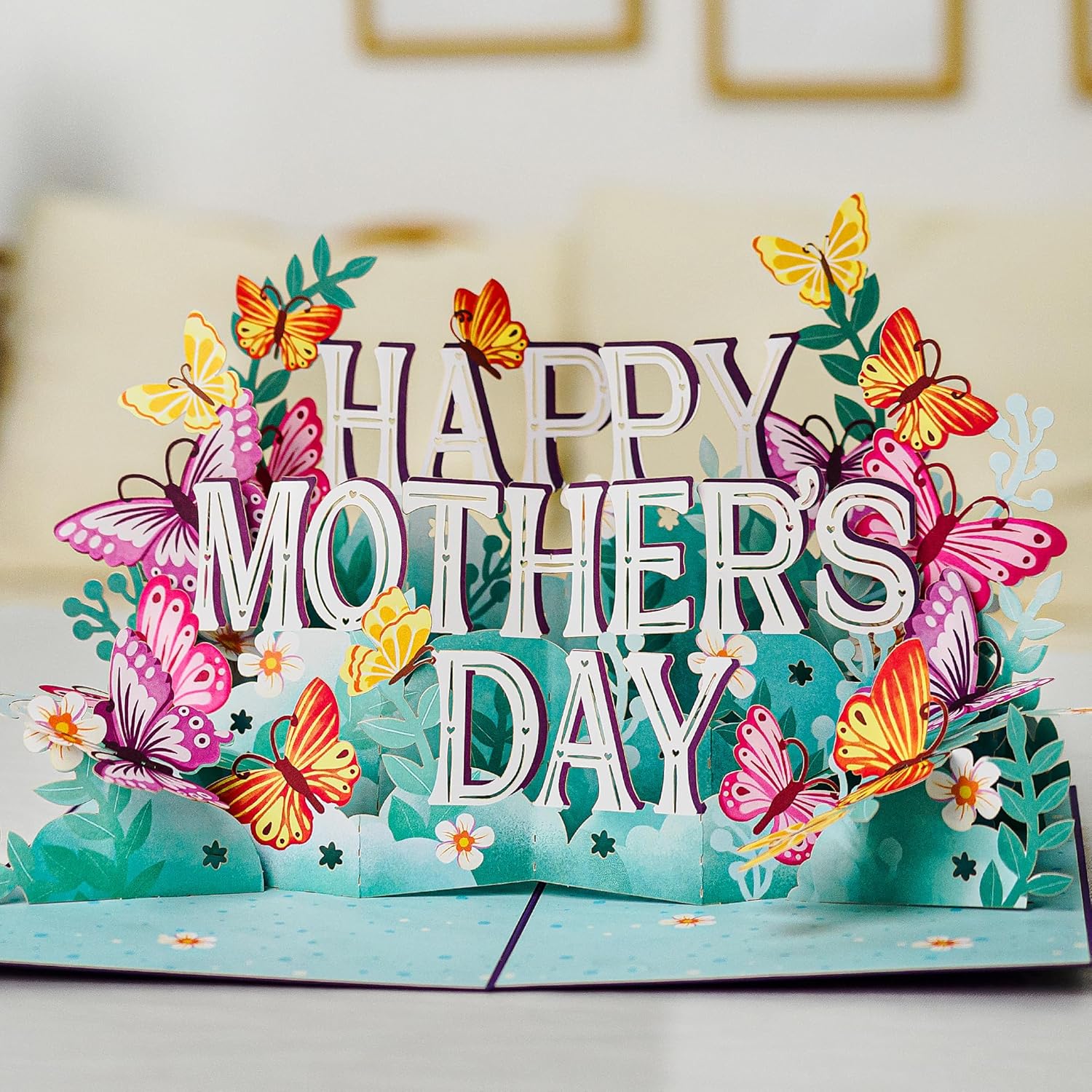 3D Pop Up Mothers Day Card, Happy Mothers Day, For Mom, Wife - 5" X 7" Cover - Includes Envelope And Note Tag
