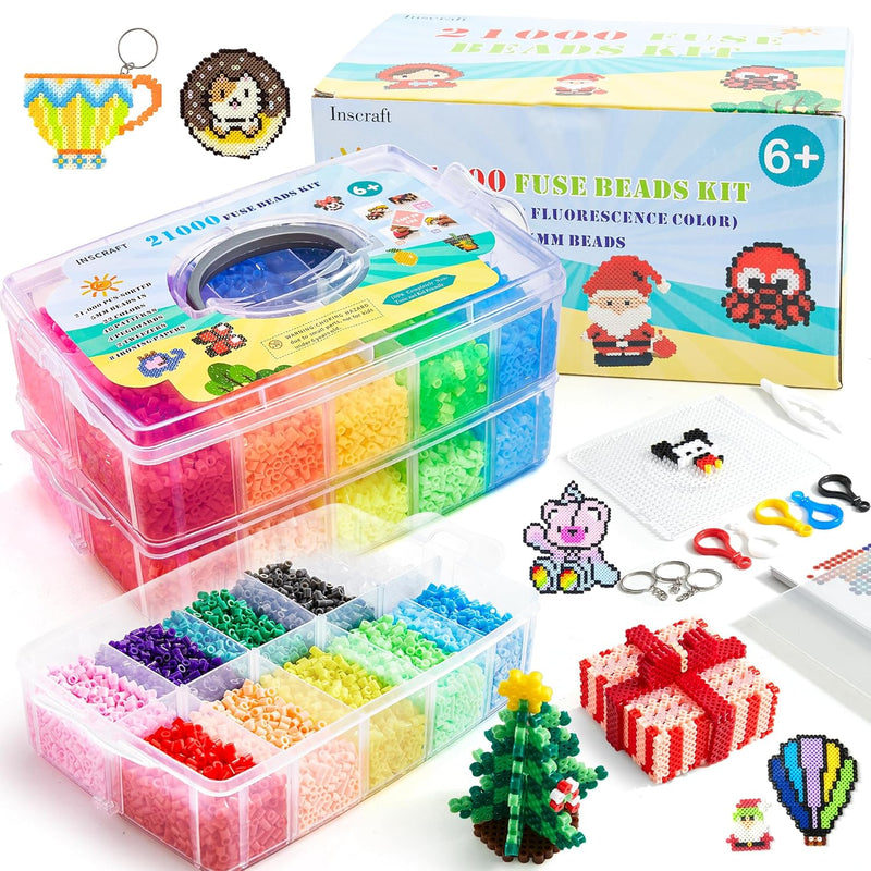 Fuse Beads, 21,000 Pcs Fuse Beads Kit 22 Colors 5Mm For Kids, Including 8 Iron