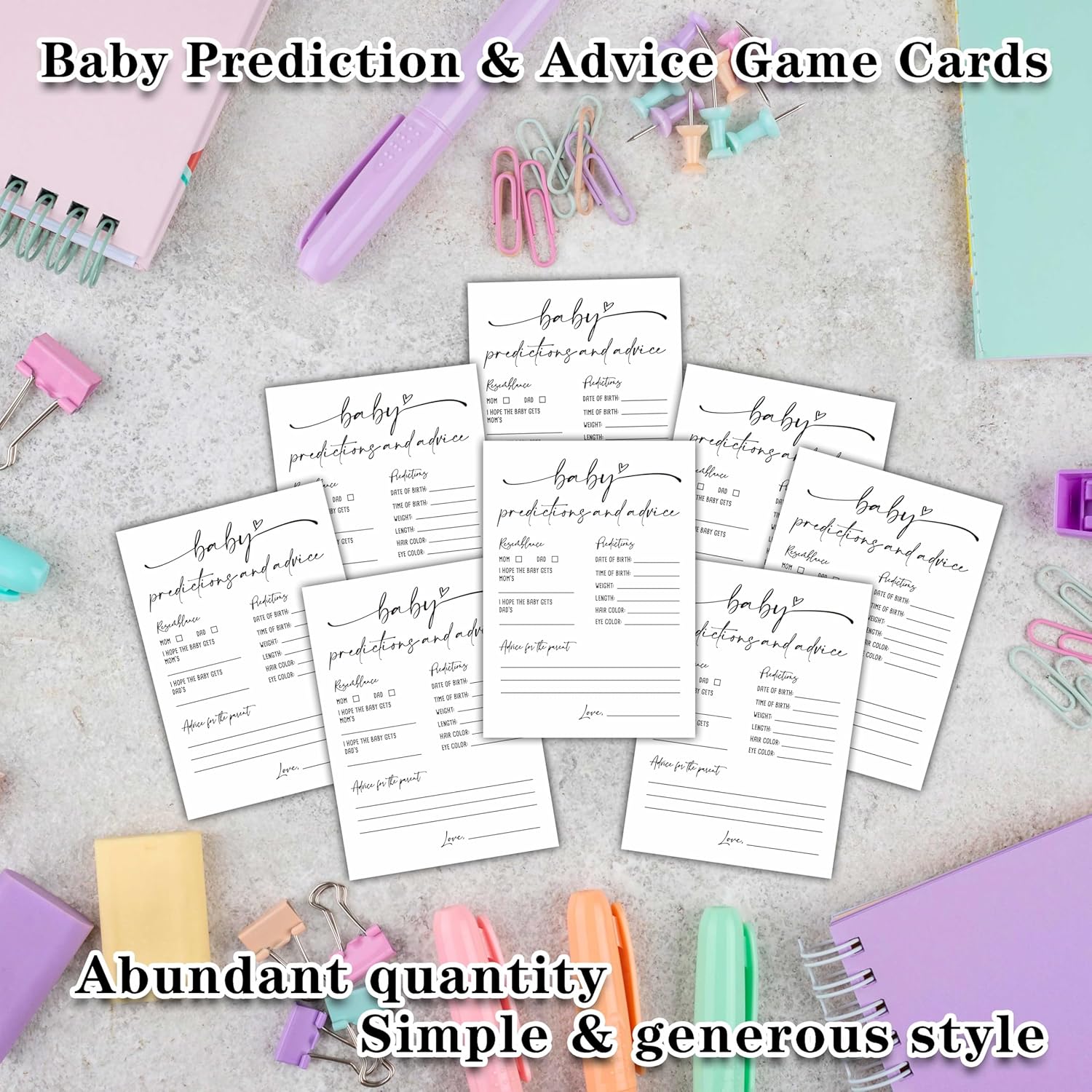 Baby Prediction And Advice Cards, Baby Shower Games Cards, Minimalism Boy Or Girl Baby Gender Reveal Party Favors Decorations And Supplies, 30 Pcs Double-Sided - A01