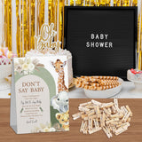 Boho Safari Baby Shower Games, Don'T Say Baby Game For Baby Shower (One Sign With 50 Mini Clothespins), Pampas Grass Wild Animals Theme Baby Shower Decorations, Gender Reveal Game-Dsbb20