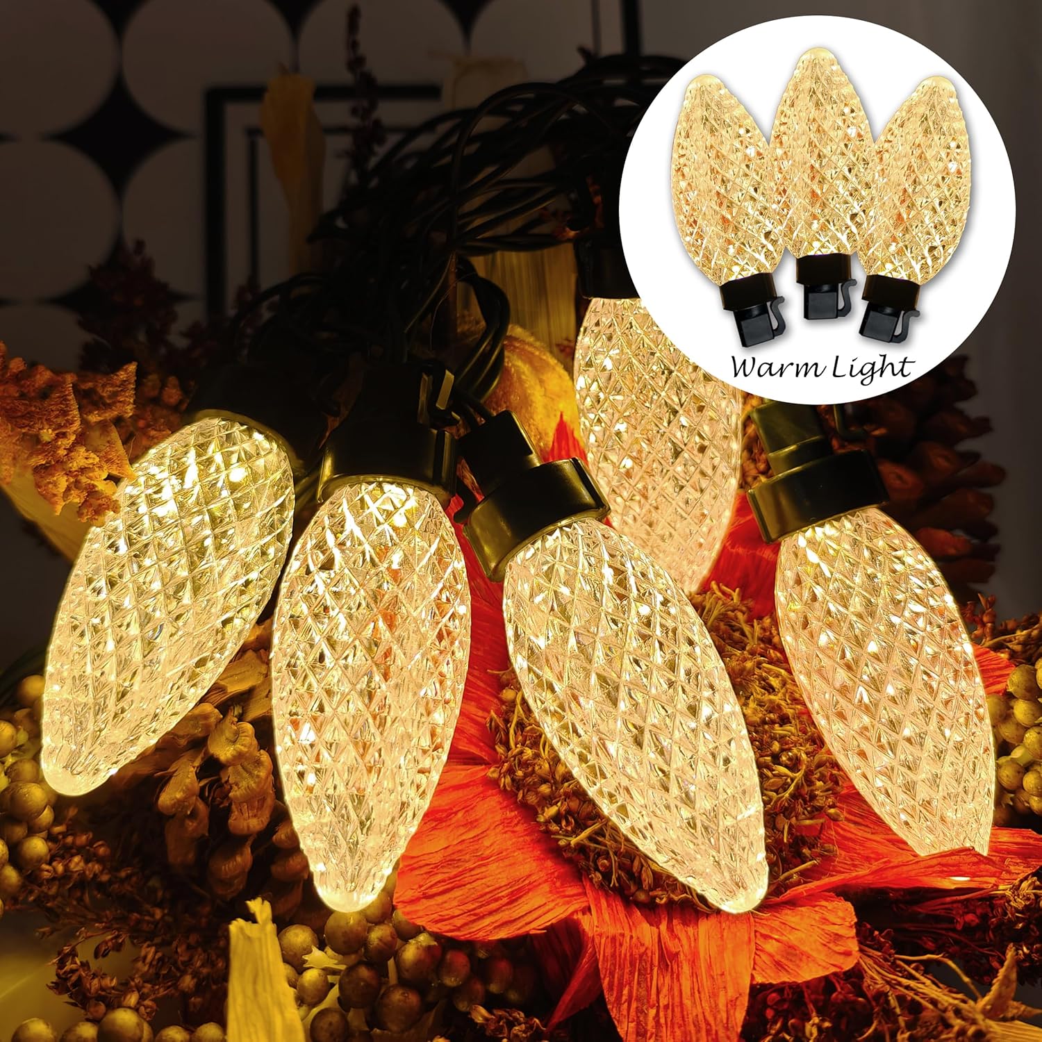 20 Led 41 Ft Christmas Oversize Pinecone String Lights, Fairy Twinkle String Lights Plug In With 11 Modes, Timer & Memor