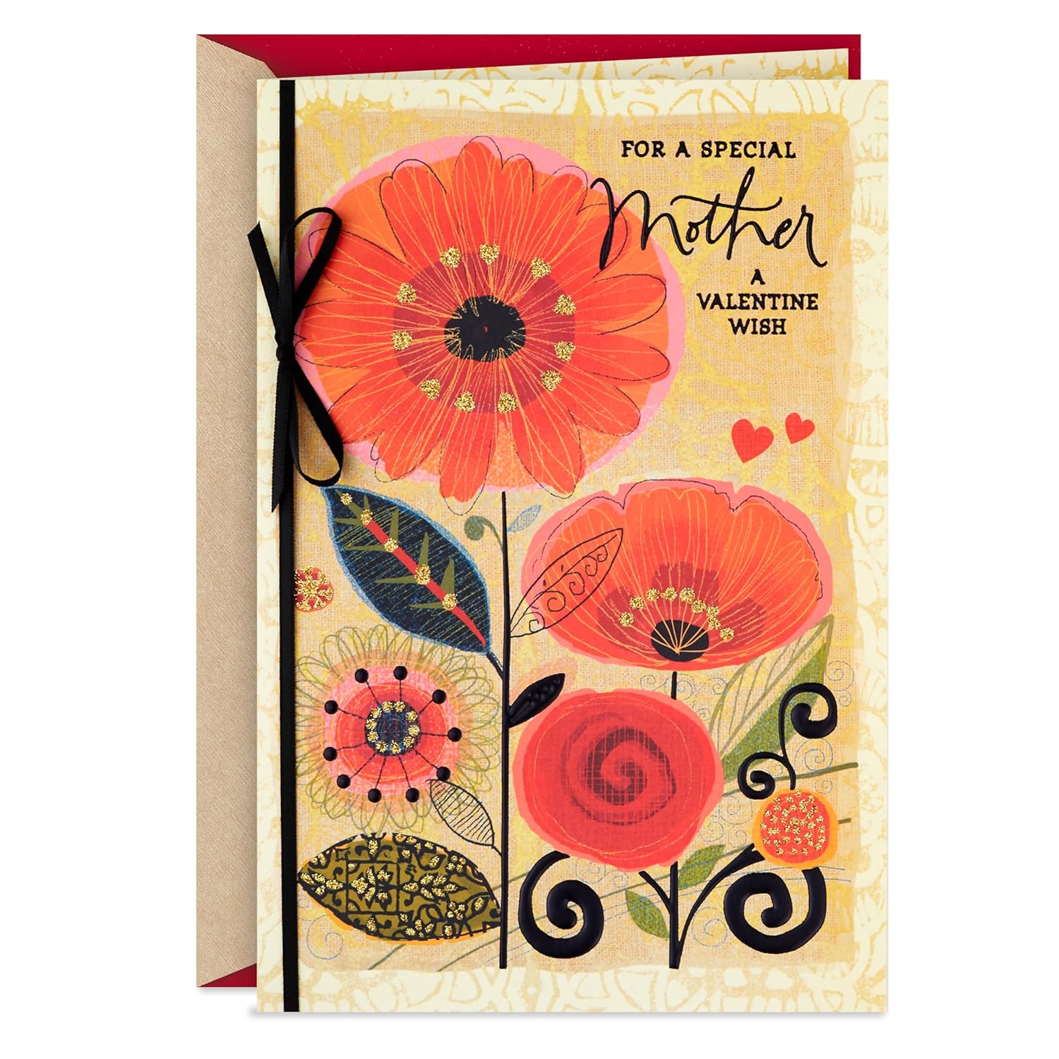 Hallmark Valentines Day Card for Mom (Glitter Flowers)