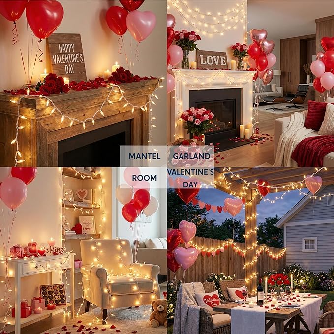 100 Count Warm White Christmas String Lights 21.4FT Mini Fairy Lights White Wire Indoor Outdoor Decor for Bedroom Patio Dorm Wedding Party Holiday Garland