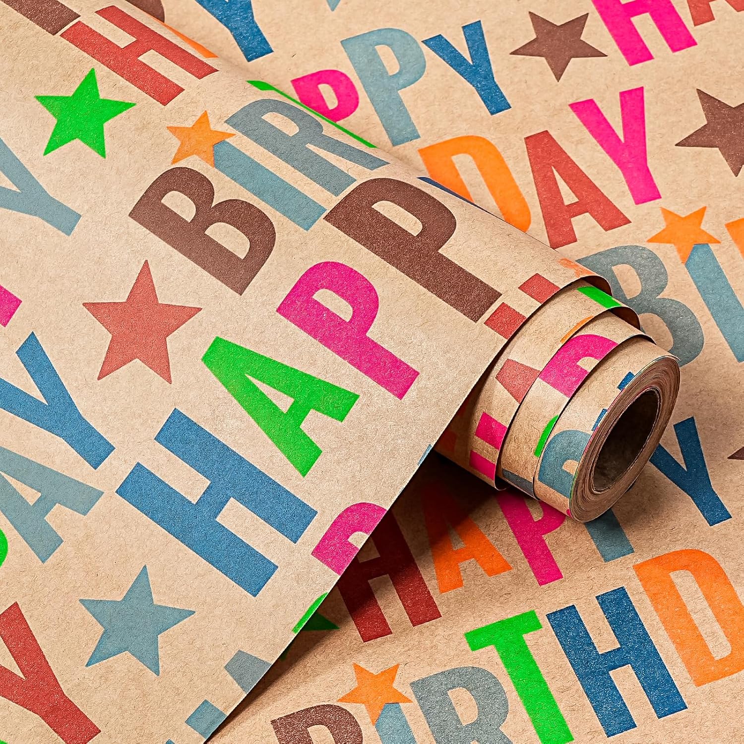 30 Inch Birthday Wrapping Paper Roll - 30 Inch X 33 Feet - Colorful Happy Birthday Wrapping Paper For Girls Boys Kids, Baby Shower, Party