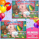 Baby Shower Games Pin The Poopie.Bilingual English/Spanish.Original Funny Hilarious Party Game. Baby Sprinkle Games.
